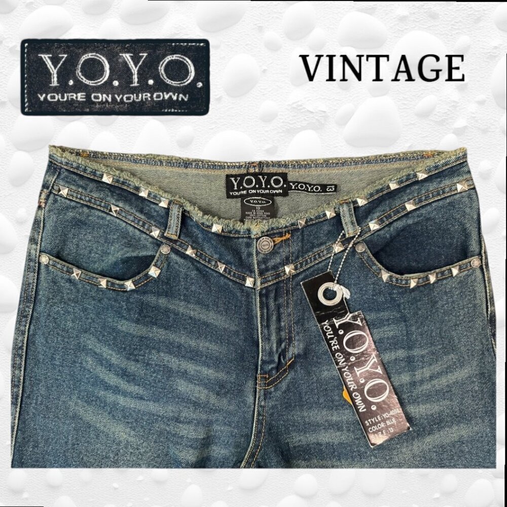 Vintage YOYO Low Waist Bootcut Studded Raw Waistband Jeans - Size 13 NWT